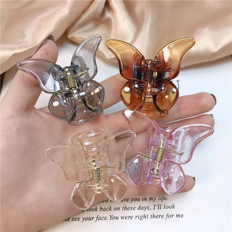 Cute Butterfly Hair Claw Clip – Korean Solid Color Small Barrette for Women