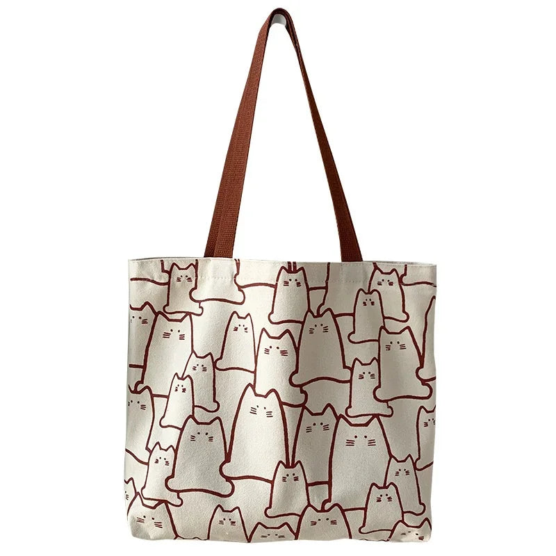 Cute Cat Shopper Handbag – Kawaii Cat Shoulder Bag for Women & Girls