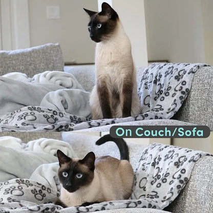 Paws Pattern Pet Blanket - Soft Fluffy Travel Mat & Bed for Cats and Dogs - BeeTrendyShop.COM