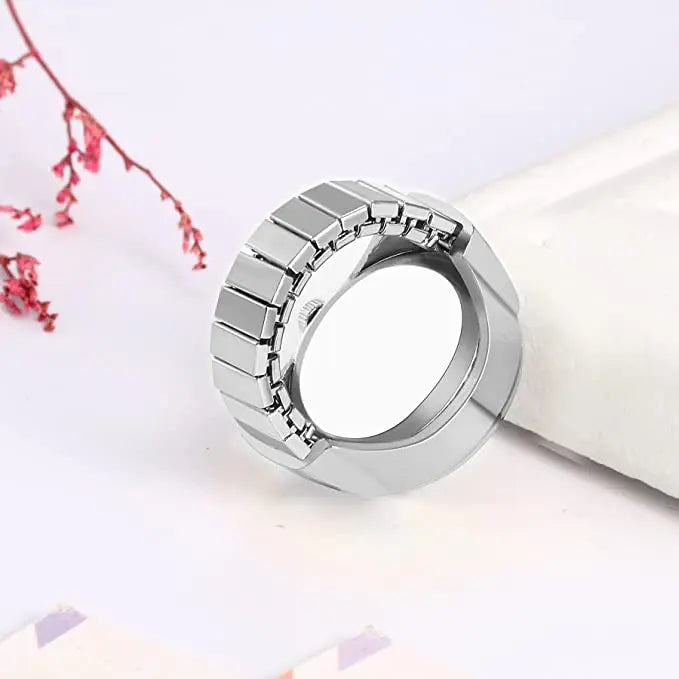 Vintage Punk Finger Watch Mini Elastic Strap Alloy Watches Couple Rings Jewelry Clock Retro Roman Quartz Watch Rings Women Men - BeeTrendyShop.COM