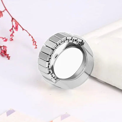 Vintage Punk Finger Watch Mini Elastic Strap Alloy Watches Couple Rings Jewelry Clock Retro Roman Quartz Watch Rings Women Men - BeeTrendyShop.COM