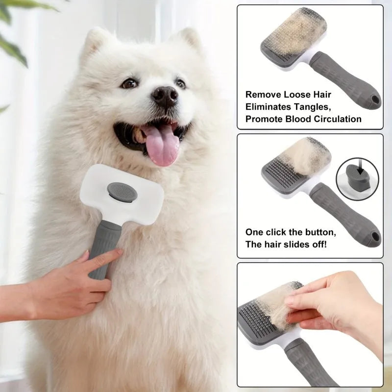 Self-Cleaning Pet Grooming Brush – Slicker Comb for Dogs & Cats