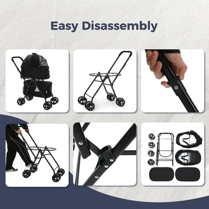4-Wheel Pet Jogger - All-Terrain Stroller with Storage Basket - BeeTrendyShop.COM