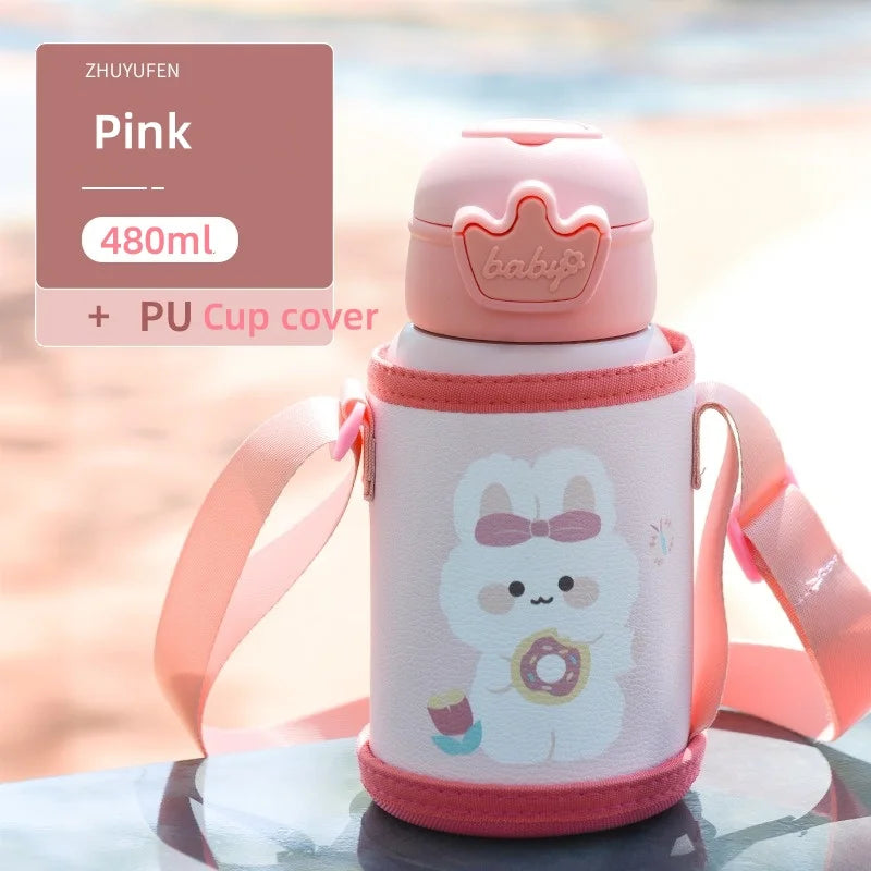 Kids Thermos Bottle with Straw – Stainless Steel Children’s Thermal Water Cup