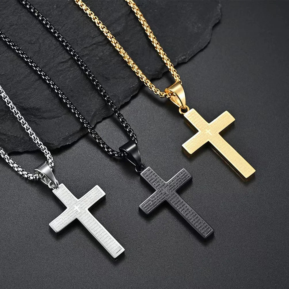Cross Pendant Necklace – Unisex Snake Chain, Trendy European Style