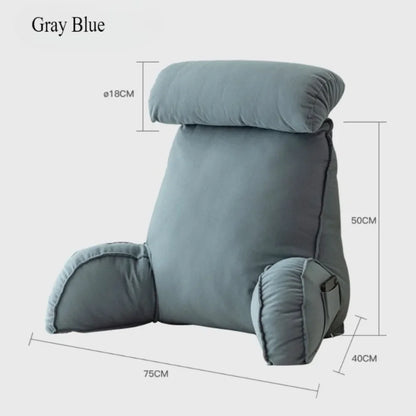 Headboard Backrest Pillow with Armrests 75x40x50cm – Washable Neck & Waist Protection Cushion for Bed & Sofa
