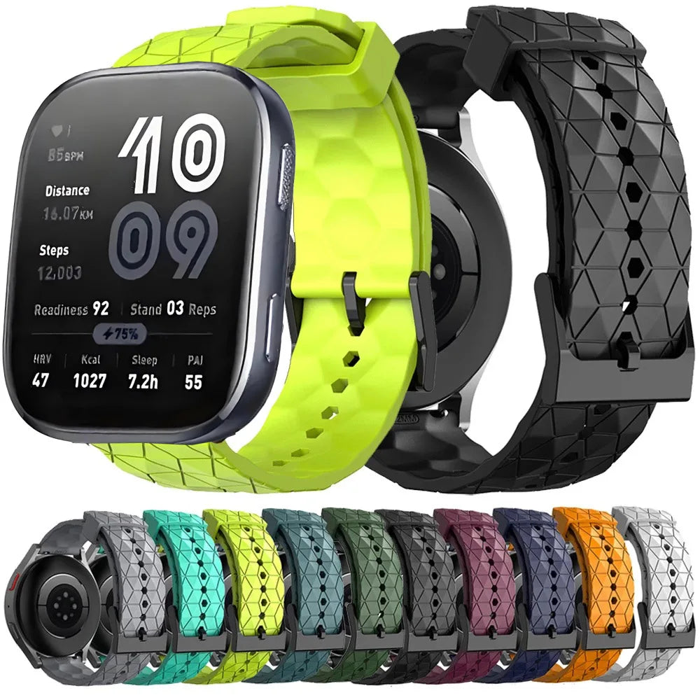 Smartwatch with interchangeable straps on a white background