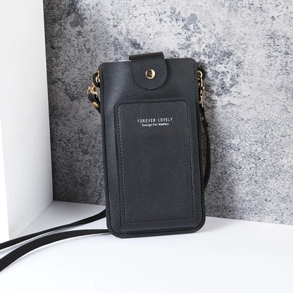 solid color fashion simple shoulder bag slung mobile phone bag women's driver's license card wallet - BeeTrendyShop.COM