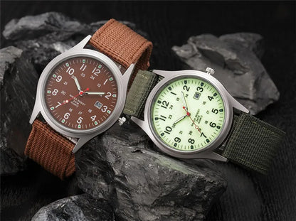 1pc / lot Cheap Watches For Men Fashion Nylon Band Military Army Sports Date Quartz Watch Erkek Barato Saat Reloj Hombre Black - BeeTrendyShop.COM