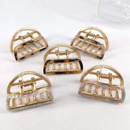 Mini Half-Round Acetate Hair Claw Clip – Fashion Hairpin Gripper for Women (5cm)