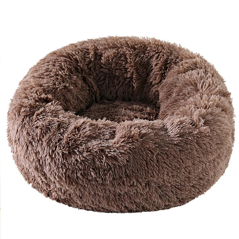 Winter Plush Pet Nest - Washable Round Bed for Cats and Dogs