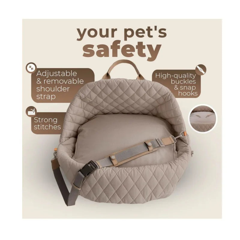 Luxury Pet Carrier Handbag & Car Seat Booster – 3-in-1 Washable Travel Bag for Small Dogs & Cats