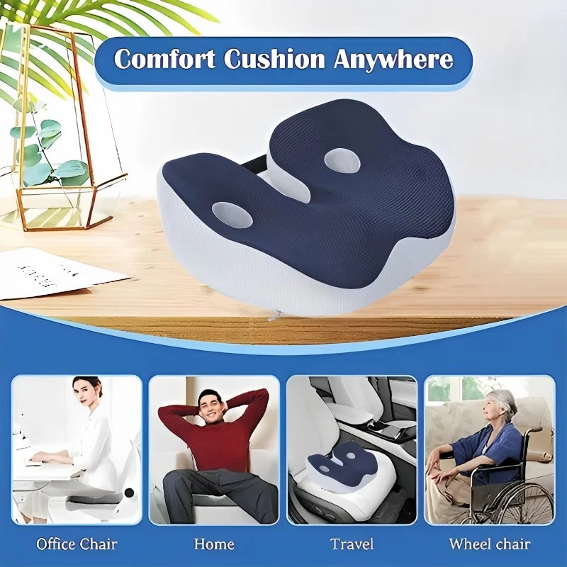 Memory Foam Seat Cushion 48x39cm – Ergonomic Back & Tailbone Pain Relief for Office, Car & Travel