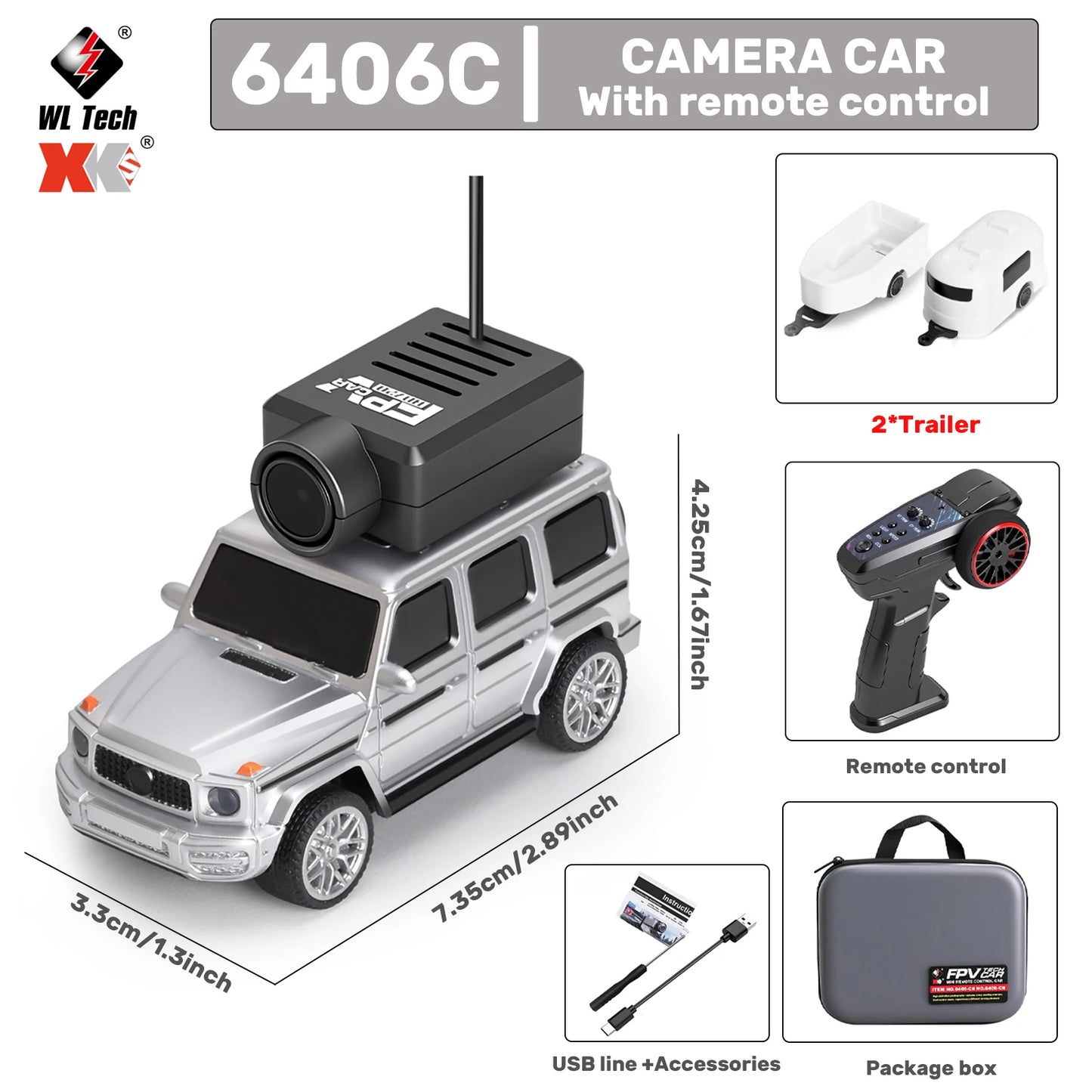 WLtoys 1/64 Mini RC Car with 720P FPV Camera – WiFi APP & 2.4G Remote Control (6405/6406)