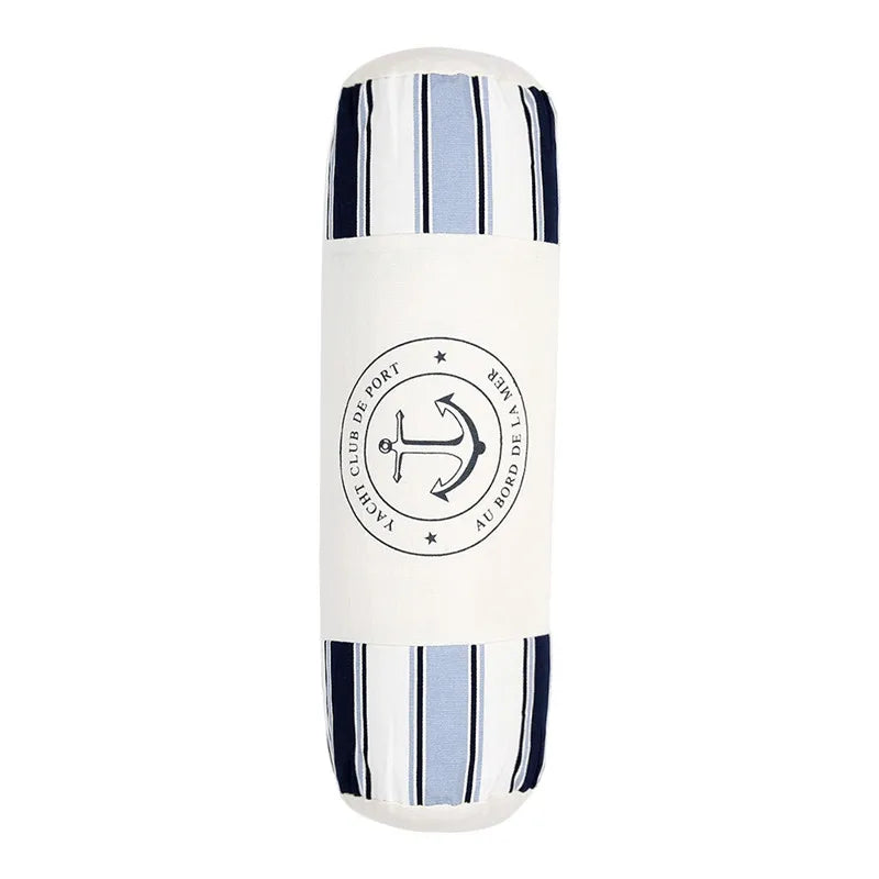 Mediterranean Sea Anchor Cylindrical Bolster Cushion 45x15cm – Cotton Linen Sofa & Bed Pillow Decoration