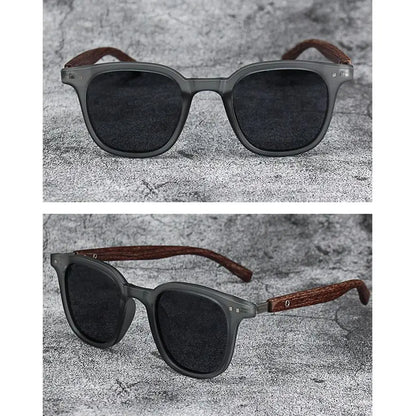 Retro Wood Grain Sunglasses – UV400 Square Frame for Men & Women