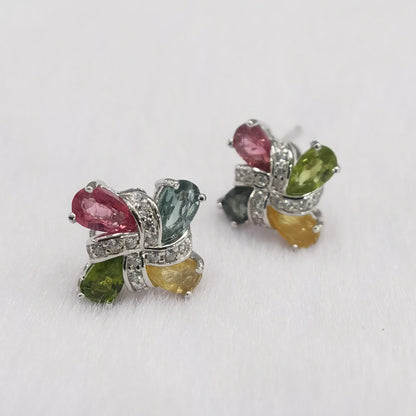 SACE GEMS 925 Sterling Silver Natural Tourmaline Stud Earrings – Fine Jewelry Gift for Women