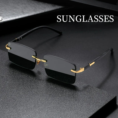 High Definition Blue Light Blocking Sunglasses – UV400 Rimless Square Eyewear
