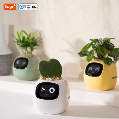 Smart Planter, Over 49 Rich Expressions,7 smart sensors,AI Chips Make Raising Plants Easy and Fun - BeeTrendyShop.COM