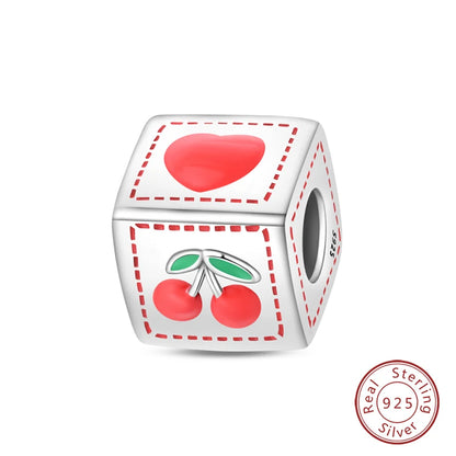 925 Sterling Silver Red Wine, Chili & Dumbbell Charm Bead – Fun DIY Jewelry