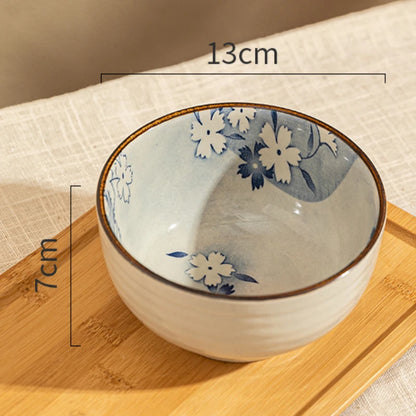 Japanese Style Round Ceramic Bowl – Household Tableware for Rice, Milk, Oats & Breakfast