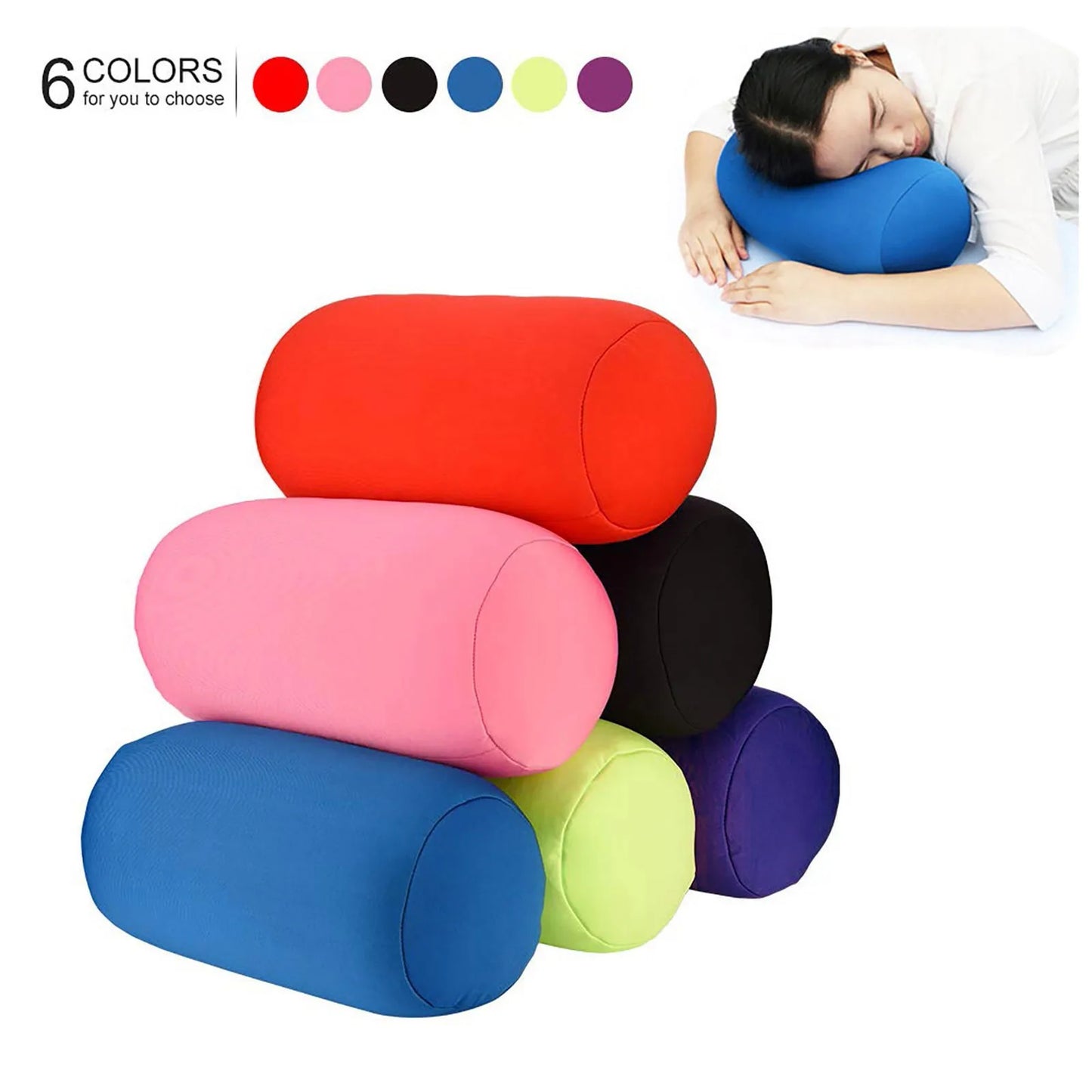 Cylindrical Neck Roll Pillow 30x16cm – Soft Washable Bolster for Bedroom, Travel & Neck Support