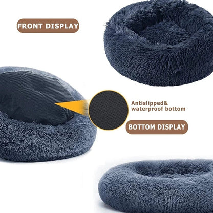 40-90cm Round Plush Pet Bed - Winter Warm Dog & Cat Bed for Medium-Large Pets - BeeTrendyShop.COM