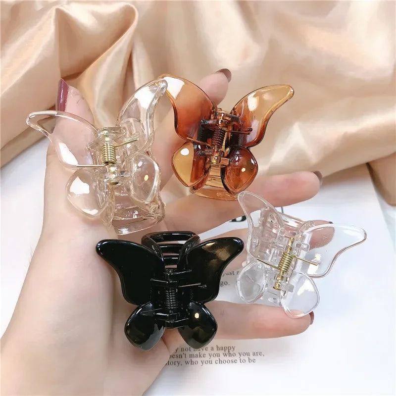 Cute Butterfly Hair Claw Clip – Korean Solid Color Small Barrette for Women