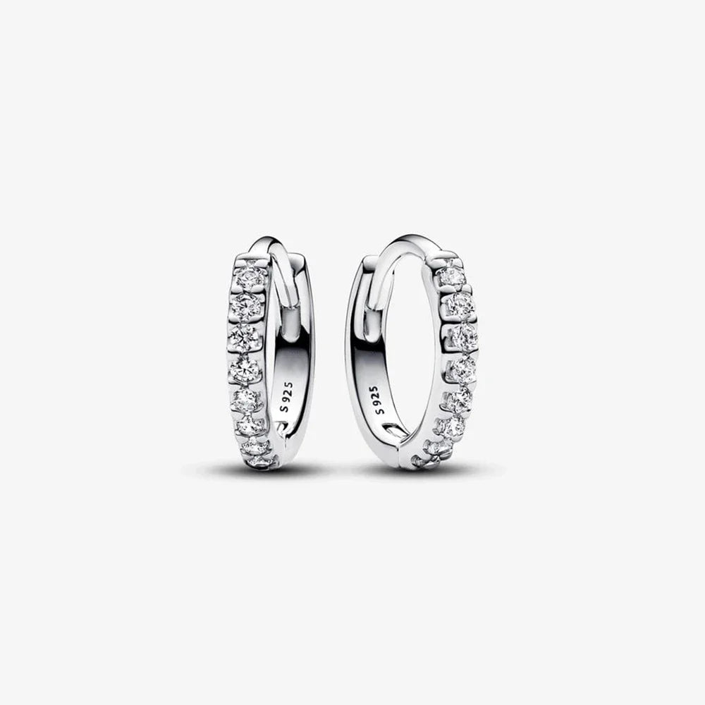 Sparkling Hoop Earrings 925 Sterling Silver Moon Pearl Heart Crystal Luxury Romantic Earing Fit Woman Wedding Party Jewelry Gift
