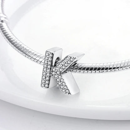 925 Sterling Silver 26 Alphabet Letters Charm Bead – DIY Birthday Jewelry