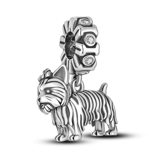 Original 925 Sterling Silver Cute Dog Pet Charms Beads Pendants Fit S925 Bracelet Necklace Fine DIY Jewelry