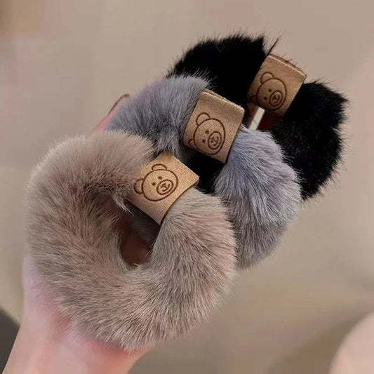 Korean Plush Bear Scrunchies - High Elastic Hair Ties