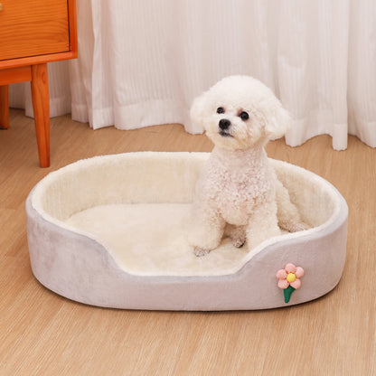 All-Season Plush Pet Bed - Windproof, Elastic Kennel Mat for Dogs & Cats - BeeTrendyShop.COM