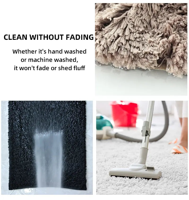 Modern Minimalist Solid Color Floor Mat, Square Long Plush, Thickened Absorbent Carpet, Bathroom Door Mat, Non Slip Mat - BeeTrendyShop.COM