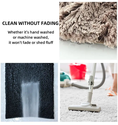 Modern Minimalist Solid Color Floor Mat, Square Long Plush, Thickened Absorbent Carpet, Bathroom Door Mat, Non Slip Mat - BeeTrendyShop.COM