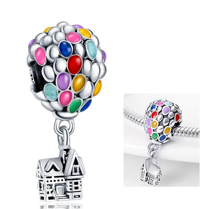 925 Sterling Silver Pixar Up House & Balloons Dangle Charm – DIY Jewelry
