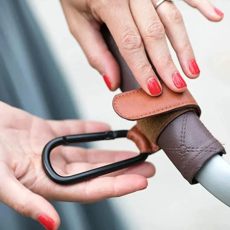 2Pcs Leather Cart Hooks Baby Stroller Hook