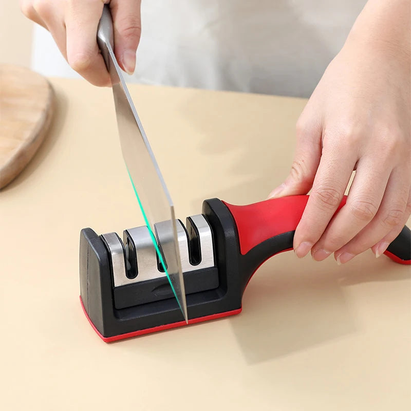 Handheld 3-Stage Knife Sharpener – Multi-Function Quick Sharpening Tool with Non-Slip Base