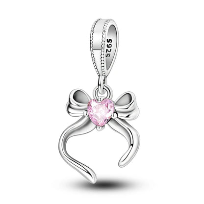 925 Sterling Silver Tree of Life & Peach Heart Charm Bead – Sweet Love DIY Jewelry
