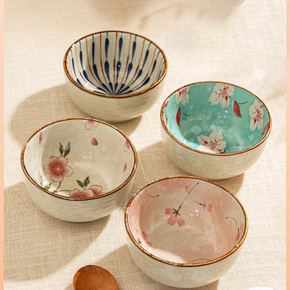 Japanese Style Round Ceramic Bowl – Household Tableware for Rice, Milk, Oats & Breakfast
