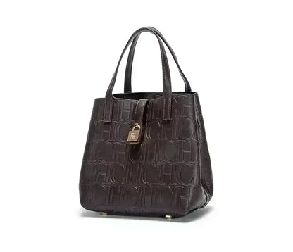 CH Large Capacity Handbag Luxury Brand Temperament Letter Print with Lock Design 2025 Trendy Women's Crossbody Bag - BeeTrendyShop.COM
