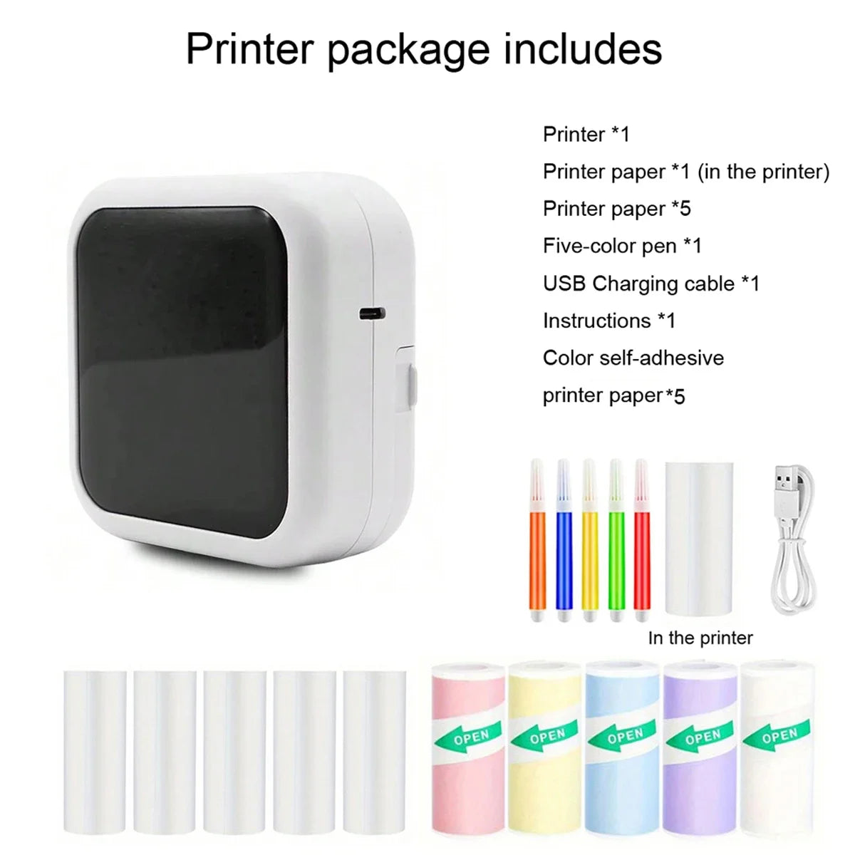 Mini Printer, Portable Thermal Photo Printer