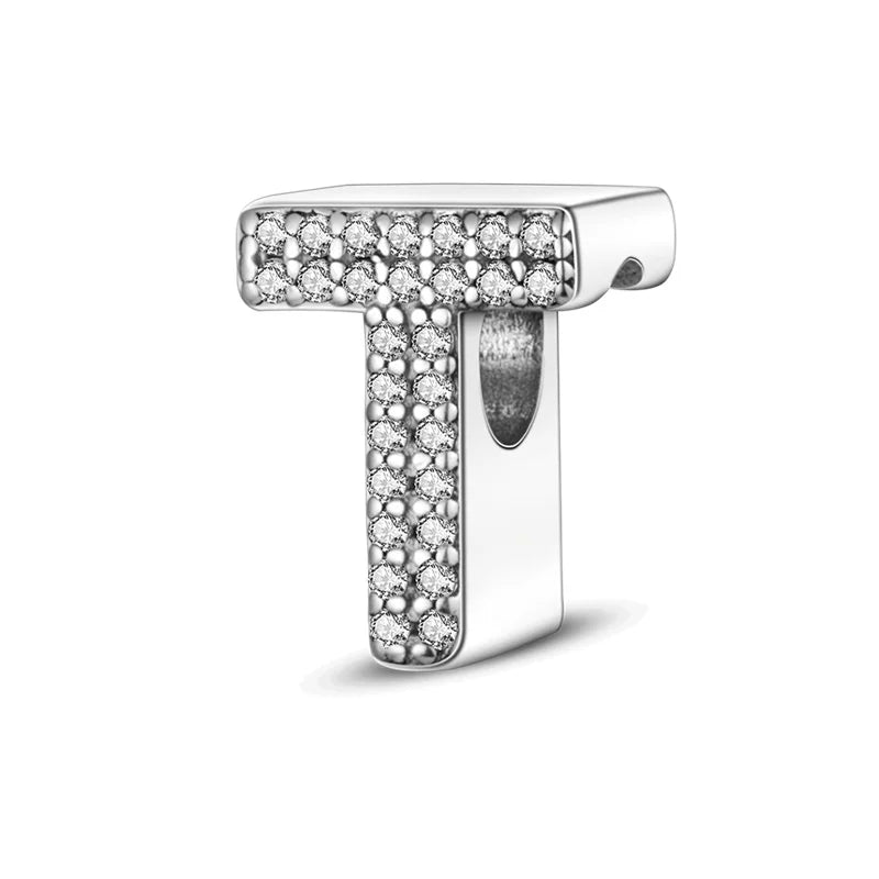 Charms 925 Silver Plated 26 Alphabet Letters Charms Beads Fit 3mm 925 Original Bracelets Fine DIY Birthday Jewelry Gifts
