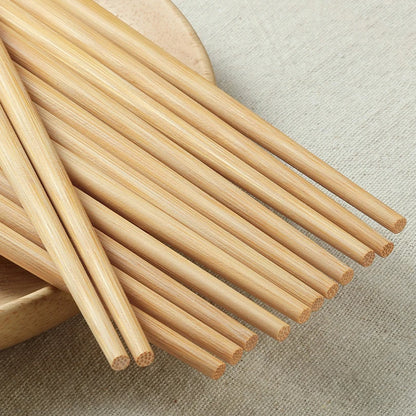 5/10-Pair Chinese Bamboo Chopsticks – Unpainted, Wax-Free, Anti-Slip Japanese Kitchen Utensils