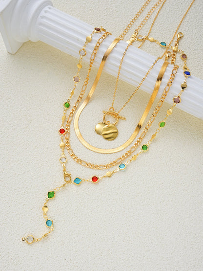 Vintage Gemstone Layered Necklace Set (3/4-Piece)