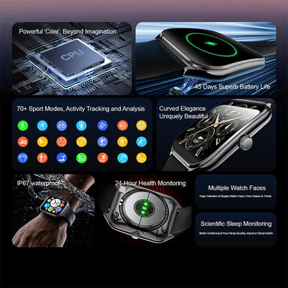 Ultra Thin Smartwatch 1.96" AMOLED – Always-On Display, Call Reminder, Compatible with Huawei & Android
