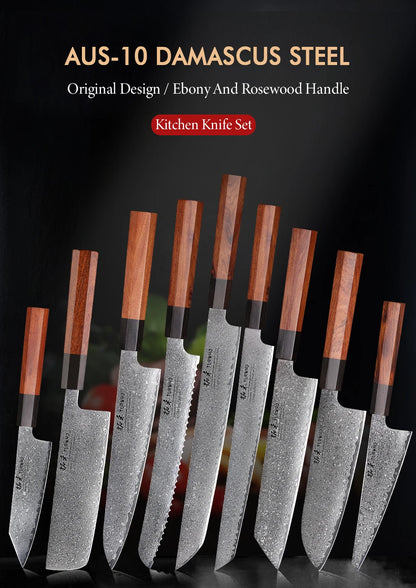 TURWHO Hand Forged Japanese Damascus Steel Chef Knife – Santoku, Sashimi & More
