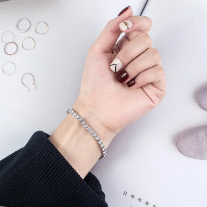 925 Sterling Silver Zirconia Tennis Bracelet – 4mm Elegant Jewelry for Women