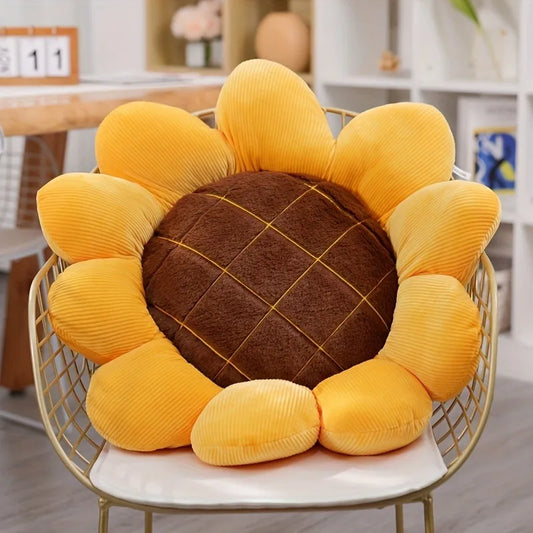 Sunflower Plush Decorative Cushion – Soft Round Pillow for Sofa, Office & Car | 34, 40, 50 & 70cm