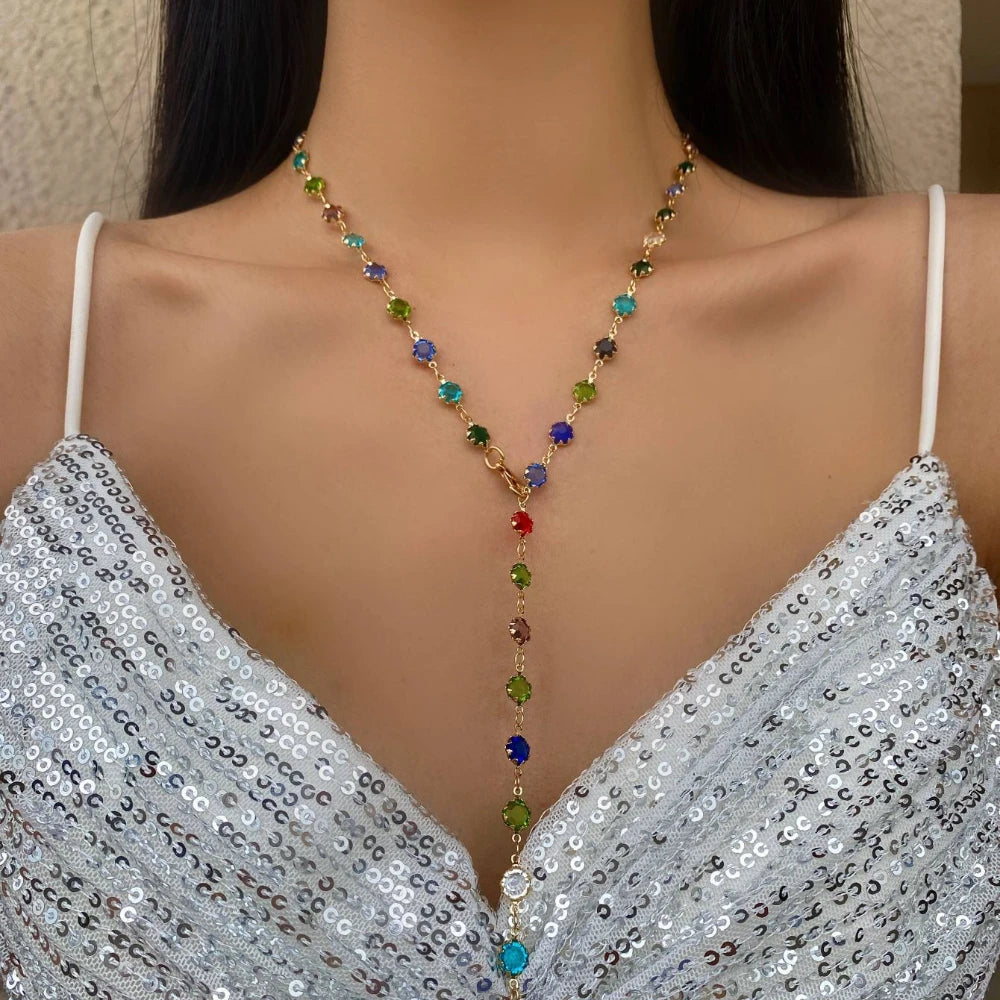 Bohemian Y-Shaped Necklace for Women – Y2K Metal Clavicle Chain Choker